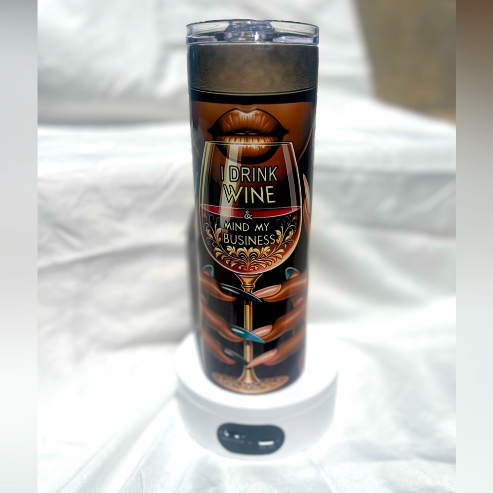 Stylish Black and Gold Wine Tumbler “I drink wine 🍷 “